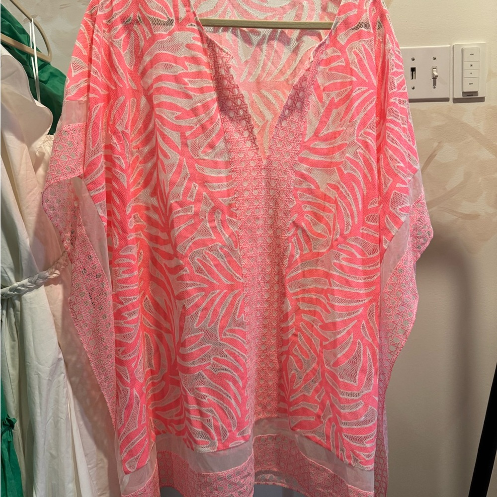 Lilly Pulitzer Neon Pink Leaf Swim Cover-Up